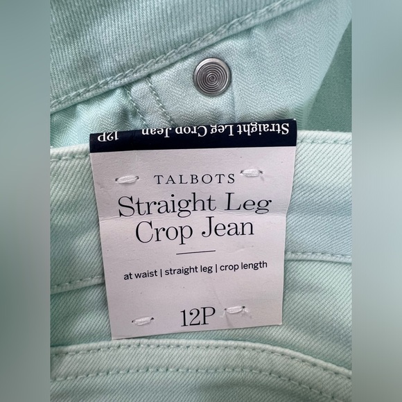 NWT‎ Talbots STRAIGHT LEG CROP JEANS - Size 12 Light Green - Picture 6 of 13